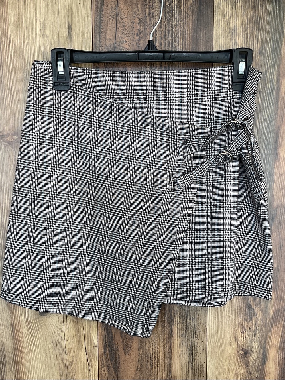 West of Melrose Plaid Wrap Buckle Mini Skirt S 928B